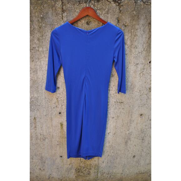 HUGO BOSS Blue Draped Waist 3/4 Sleeve Sheath Dress – Size Small - Picture 3 of 3